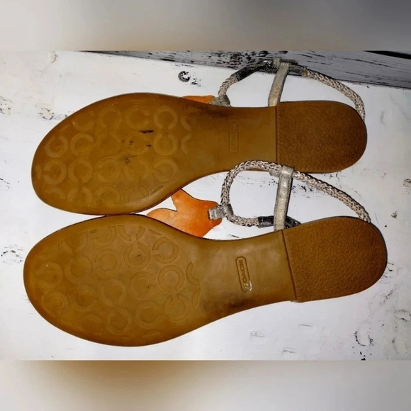 Coach Romona Silver Seahorse Sandals size 8B Silver Embellished Rhinestones - Picture 4 of 7